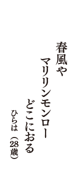春風や　マリリンモンロー　どこにおる　（ひらは　28歳）