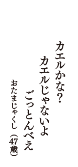 カエルかな？　カエルじゃないよ　ごっとんべえ　（おたまじゃくし　47歳）