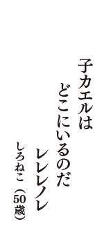 子カエルは　どこにいるのだ　レレレノレ　（しろねこ　50歳）