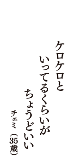 ケロケロと　いってるくらいが　ちょうどいい　（チェミ　35歳）