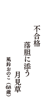 不合格　落胆に添う　月見草　（風鈴おのこ　68歳）