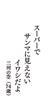 スーパーで　サンマに見えない　イワシだよ　（三河の空　74歳）