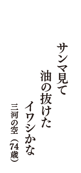 サンマ見て　油の抜けた　イワシかな　（三河の空　74歳）