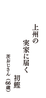 上州の　実家に届く　初鰹　（茨おじさん　66歳）