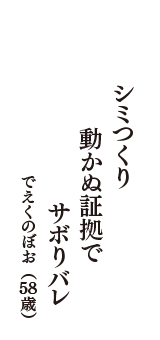 シミつくり　動かぬ証拠で　サボりバレ　（でえくのぼお　58歳）