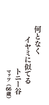 何となく　イヤミに似てる　トニー谷　（マッツ　66歳）