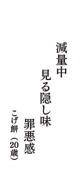 減量中　見る隠し味　罪悪感　（こげ餅　20歳）