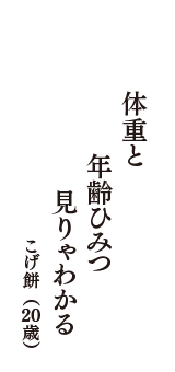 体重と　年齢ひみつ　見りゃわかる　（こげ餅　20歳）