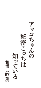 アッコちゃんの　秘密こっちは　知っている　（和悟　67歳）