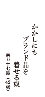 かかしにも　ブランド品を　着せる奴　（漢方十七錠　42歳）