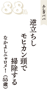 ふしぎパパ「逆立ちし　モヒカン頭で　掃除する」（なかよしニャロメ！　55歳）