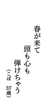 春が来て　頭も心も　弾けちゃう　（こぼ　37歳）