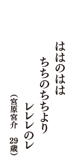 ははのはは　ちちのちちより　レレレのレ　（宮原宮介　29歳）