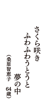 さくら咲き　ふわふわうとうと　夢の中　（桑原智恵子　64歳）