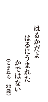 はるかだよ　はるにうまれた　かではない　（こまねち　22歳）