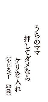 うちのママ　押してダメなら　ケリを入れ　（やじろべー　52歳）