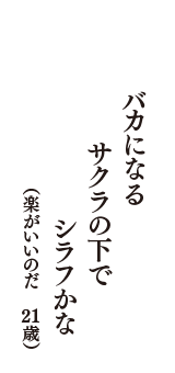 バカになる　サクラの下で　シラフかな　（楽がいいのだ　21歳）