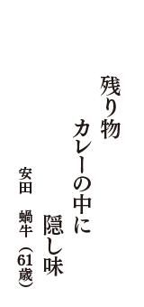 残り物　カレーの中に　隠し味　（安田　蝸牛　61歳）