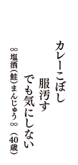 カレーこぼし　服汚す　でも気にしない　（∞塩酒（鮭）まんじゅう∞　40歳）