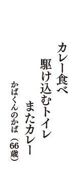 カレー食べ　駆け込むトイレ　またカレー　（かばくんのかば　66歳）