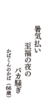 暑気払い　至福の夜の　バカ騒ぎ　（かばくんのかば　66歳）