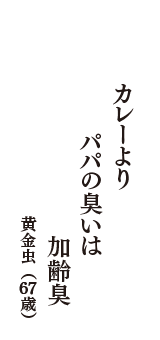 カレーより　パパの臭いは　加齢臭　（黄金虫　67歳）