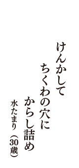 けんかして　ちくわの穴に　からし詰め　（水たまり　30歳）