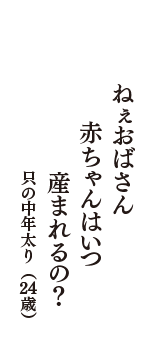 ねぇおばさん　赤ちゃんはいつ　産まれるの？　（只の中年太り　24歳）