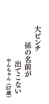 大ピンチ　孫の名前が　出てこない　（やんちゃん　57歳）