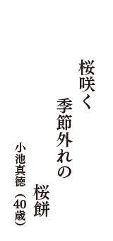 桜咲く　季節外れの　桜餅　（小池真徳　40歳）