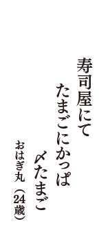 寿司屋にて　たまごにかっぱ　〆たまご　（おはぎ丸　24歳）