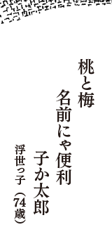 桃と梅　名前にゃ便利　子か太郎　（浮世っ子　74歳）