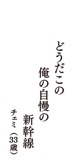 どうだこの　俺の自慢の　新幹線　（チェミ　33歳）