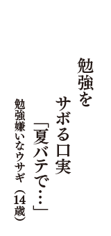 勉強を　サボる口実　「夏バテで・・・」　（勉強嫌いなウサギ　14歳）