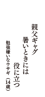 親父ギャグ　暑いときには　役に立つ　（勉強嫌いなウサギ　14歳）