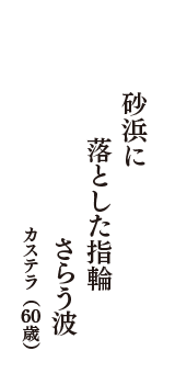 砂浜に　落とした指輪　さらう波　（カステラ　60歳）