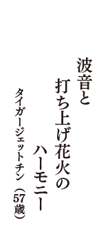 波音と　打ち上げ花火の　ハーモニー　（タイガージェットチン　57歳）