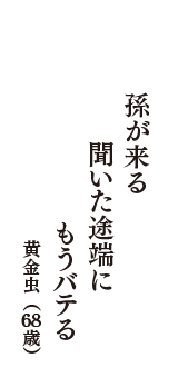 孫が来る　聞いた途端に　もうバテる　（黄金虫　68歳）