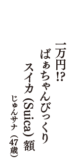 一万円！？　ばぁちゃんびっくり　スイカ(Suica)額　（じゅんサナ　47歳）