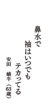 鼻水で　袖はいつでも　テカってる　（安田　蝸牛　63歳）