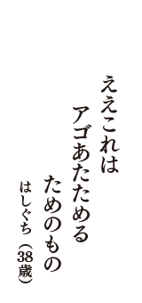 ええこれは　アゴあたためる　ためのもの　（はしぐち　38歳）