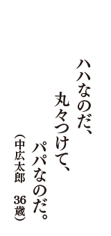 ハハなのだ、丸々つけて、パパなのだ。　（中広太郎　36歳）