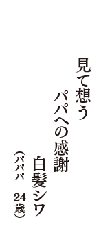 見て想う　パパへの感謝　白髪シワ　（パパパ　24歳）