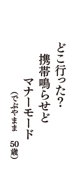 どこ行った？　携帯鳴らせど　マナーモード　（でぶやまま　50歳）