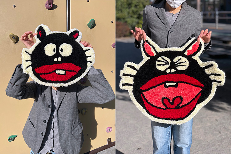 ウナギイヌ「ん？」タフティングチェアマット＆ウナギイヌ「ギャハハハ」タフティングラグ